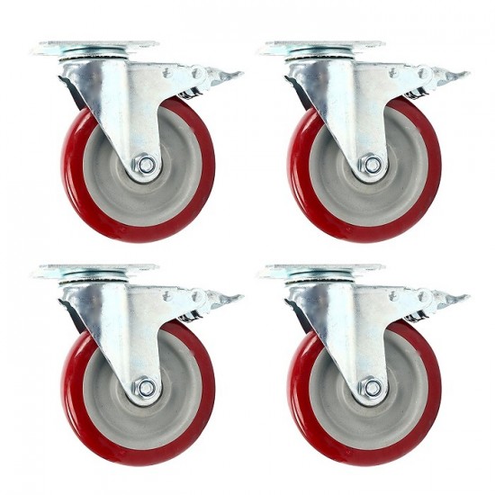 Caster Wheel 5'' Swivel With Brake On Red...