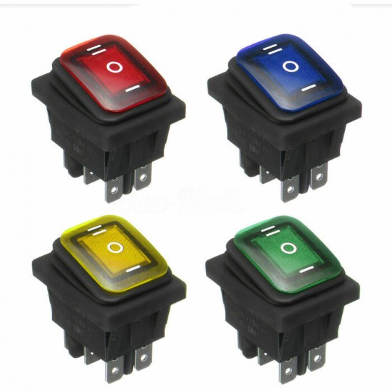 3 Positions On-Off-On 6Pin DC12V Waterproof Car Boat LED Color Rocker Power Switch 20A