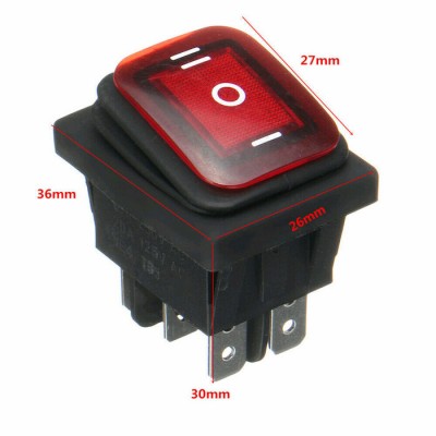 3 Positions On-Off-On 6Pin DC12V Waterproof Car Boat LED Color Rocker Power Switch 20A
