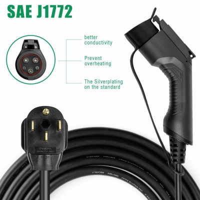 NEMA Charger 40A 240V 25ft Charging Cable, Portable Plug-in EVSE 14-50