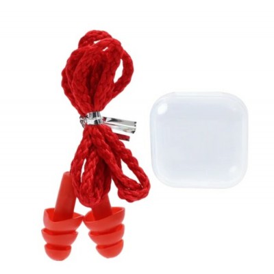 orange anti-noise silicone earplugs with rope