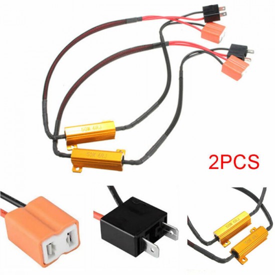 PAIR H7 LED Fog Light, Head Light Canbus 50W 12V Load Resistor Wiring Canceller Decoder