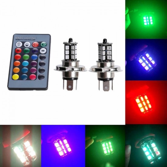 H7 LED Bulbs Red-Green-Blue Kit With Remote...