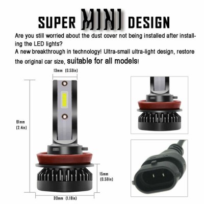 H11 Mini Low Profile Professional Led Bulb Kit 6000K