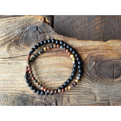 Ensemble 2 bracelets onyx multicolore 6mm