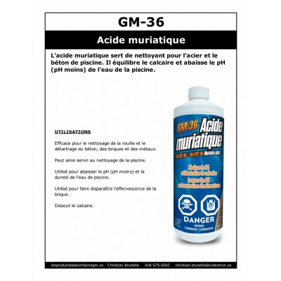 GM-36 - Acide Muriatique  HCI 20°BE - 909ml