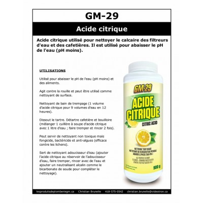 GM-29 - Acide citrique - 900g