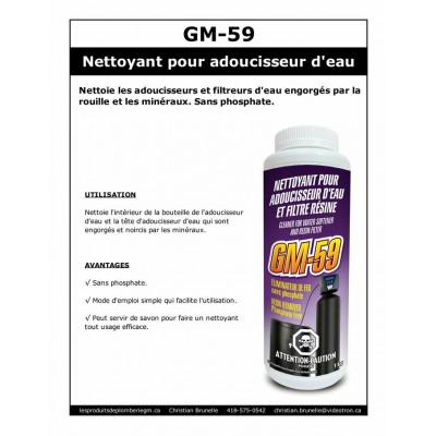 GM-59 - Nettoyant pour adoucisseurs d'eau et filtres de résine - 1kg