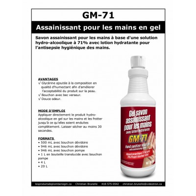 GM-71 - Gel savon assainissant pour les mains - 946ml
