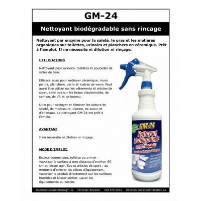 GM-24 - Nettoyant biodégradable sans rinçage - 1L