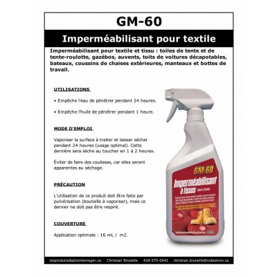 GM-60 - Imperméabilisant pour textile - 800ml
