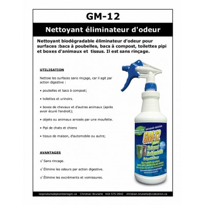 GM-12 - Nettoyant biodégradable sans rinçage - 4L