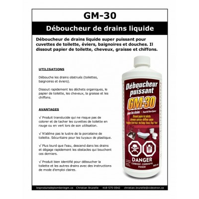 GM-30 - Déboucheur puissant pour les drains - 500ml