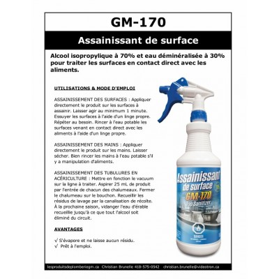 GM-170 - Assainissant  de surface  Iso alcool 70% - 945 ml