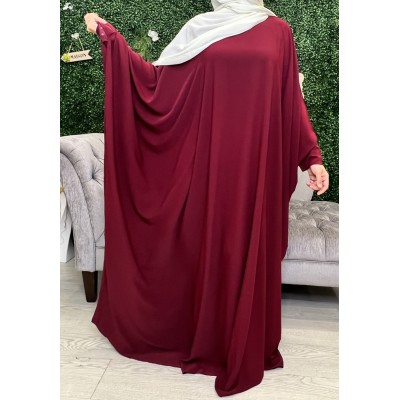 Abaya papillon bordeaux soie de medine 
