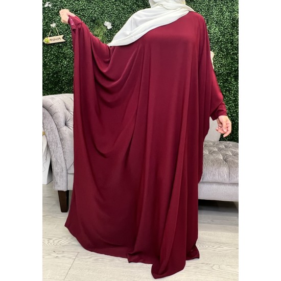 Abaya papillon bordeaux soie de medine 