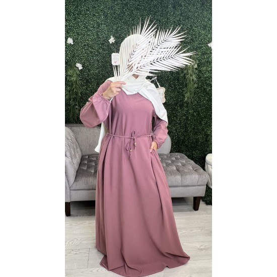 Abaya uni avec poche vieux rose Abaya uni avec poche vieux rose