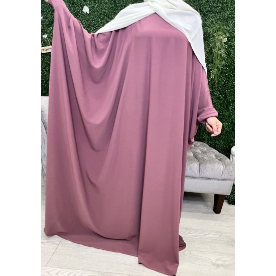 Abaya papillon framboise soie de medine 