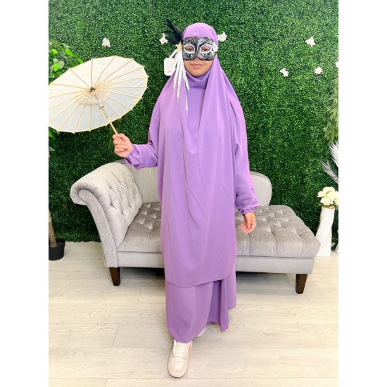 Jilbab jupe lavende soie de medine Jilbab jupe lavende soie de medine