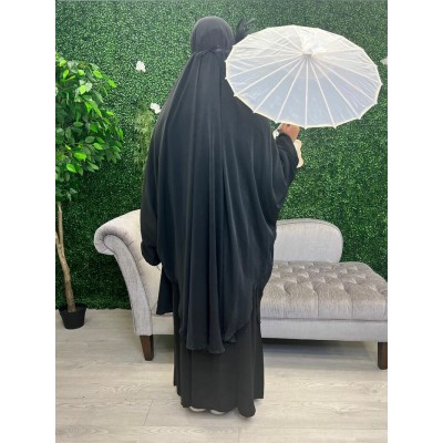 Jilbab jupe noir soie de medine