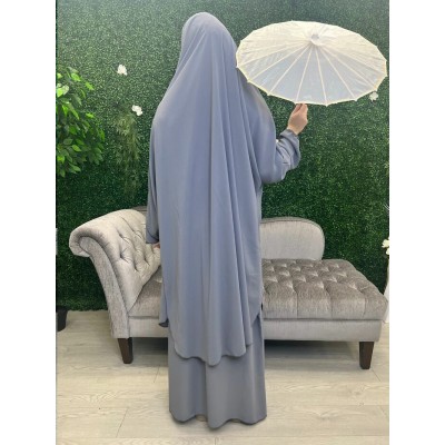 Jilbab jupe gris fonce soie de medine