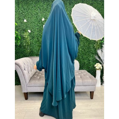 Jilbab jupe vert canard soie de medine