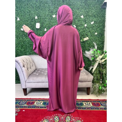 Abaya de prière voile prune en satin