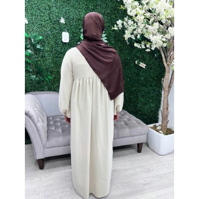 Abaya structurée manches bouffantes blanc cassé