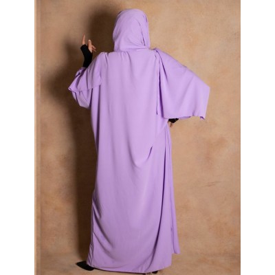 Abaya de prière voile integré lilas en soie de medine