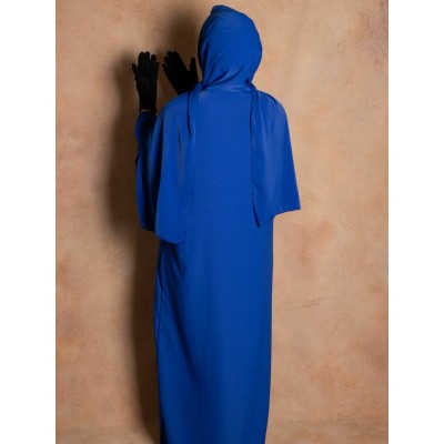 Abaya de prière voile integré bleu roi en soie de medine