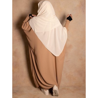 Abaya couleur camel manches serrées en soie de medine