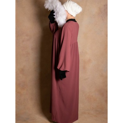 Abaya structurée manches bouffantes vieux rose