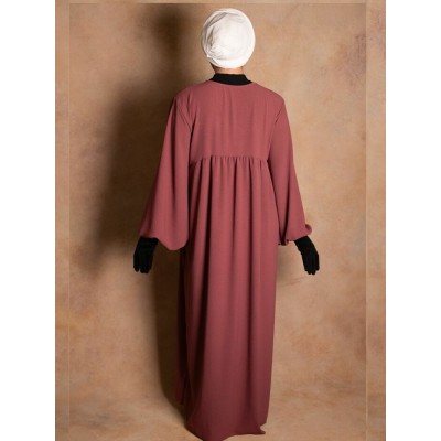 Abaya structurée manches bouffantes vieux rose