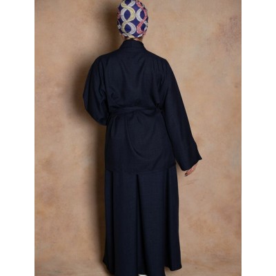 Ensemble 2 pieces style Kimono japonais bleu nuit