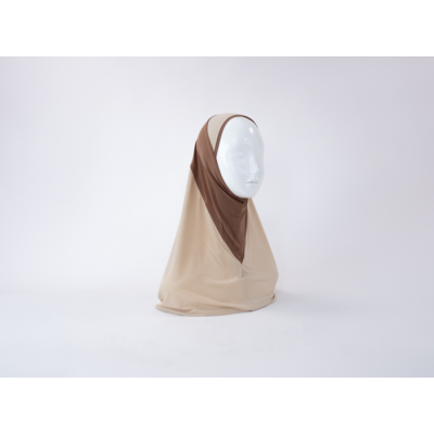 Hijab lycra  1 piece bicolor camel/beige