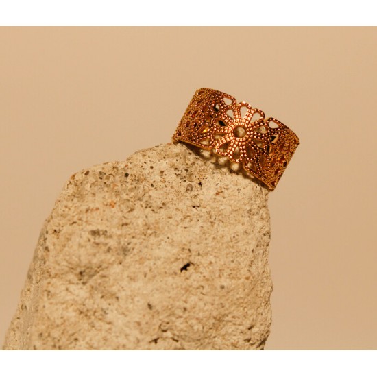 Bague motif fleur orientale doré