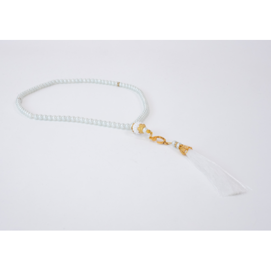 Tasbih blanc et doré