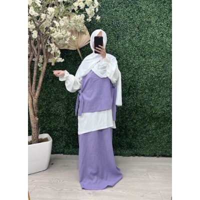 Ensemble 3 pieces jupe et chemise lila