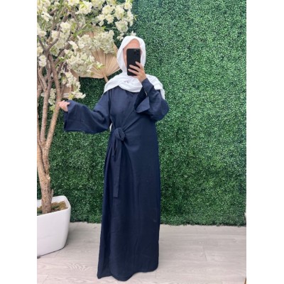Abaya Kimono noué bleu marine