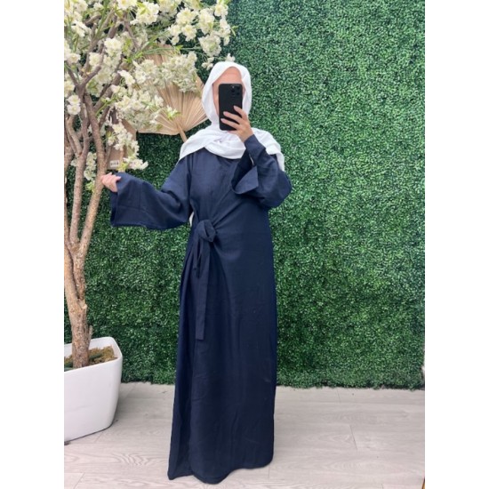 Abaya Kimono noué bleu marine