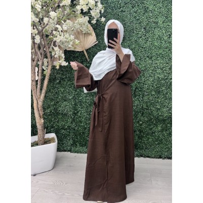 Abaya Kimono noué marron