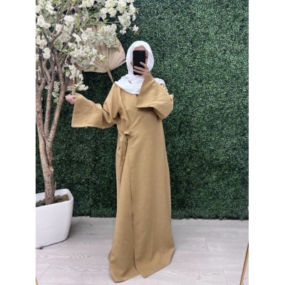 Abaya Kimono noué moutarde