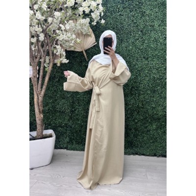 Abaya Kimono noué beige