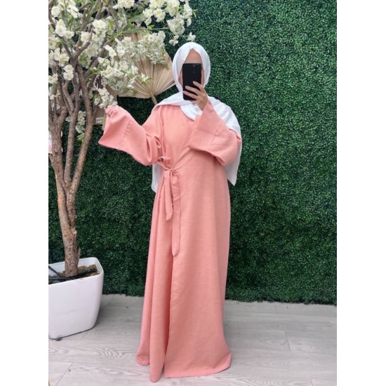 Abaya Kimono noué rose Abaya Kimono noué rose