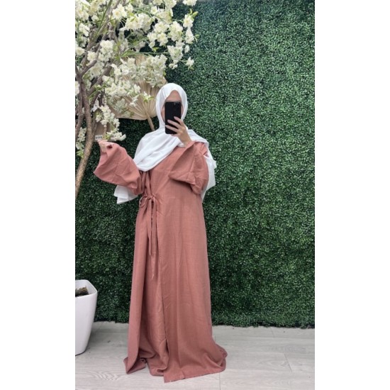 Abaya Kimono noué vieux rose