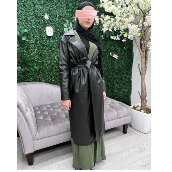 Trench simili cuir noir
