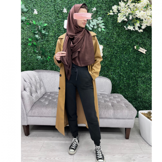 Trench simili cuir moutarde