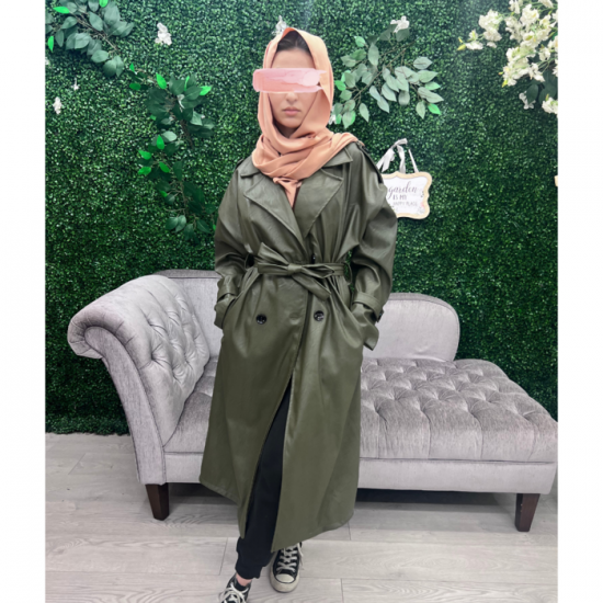 Trench simili cuir kaki Trench simili cuir kaki