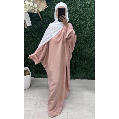 Abaya en lin rose poudré