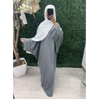 Abaya en lin gris